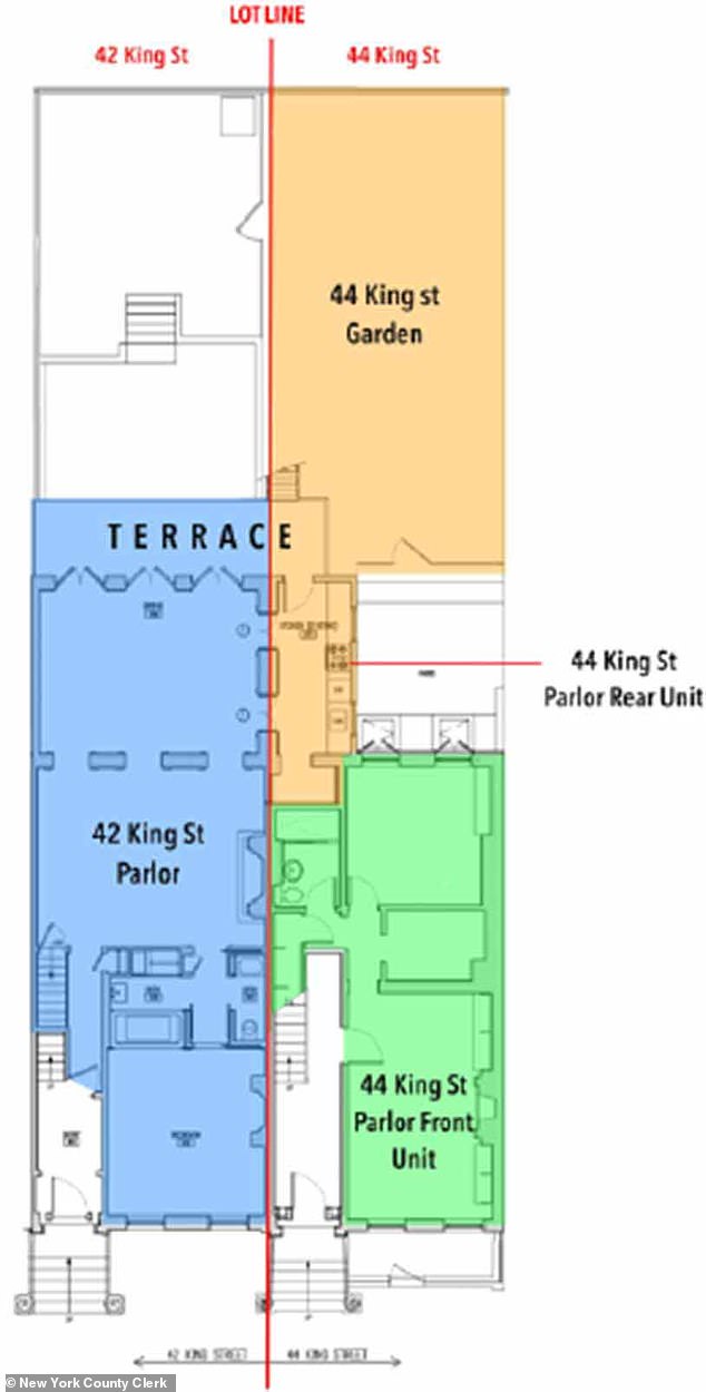 قام المالك السابق لـ 42 King Street والحديقة بدمج العقارات وإنشاء شرفة متصلة بغرفة الصالون على حدود العقار