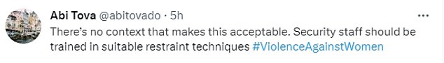 وأضاف أبي توفا: 'لا يوجد سياق يجعل ذلك مقبولاً.  يجب تدريب موظفي الأمن على تقنيات ضبط النفس المناسبة '