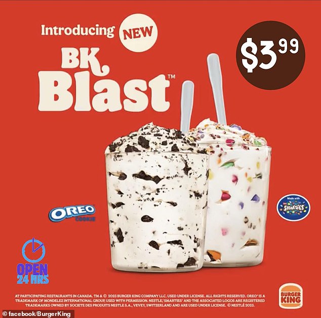 أعلن برجر كنج عن إطلاقه الجديد BK Blast الشهر الماضي وهو يأتي بنكهات Oreo و Smarties لمنافسة منافسه