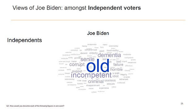 عندما سُئل 1000 ناخب عن كلمة واحدة ربطوها مع بايدن ، كانت الإجابة 