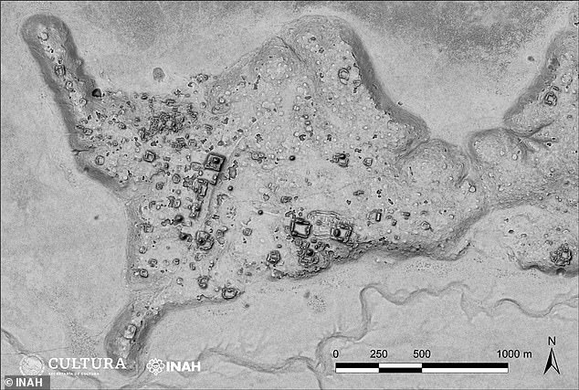 تكشف صورة LiDAR من أعلى مخطط المدينة المكتشفة حديثًا ، والتي أطلق عليها علماء الآثار Ocomtún ، والتي تعني `` العمود الحجري ''