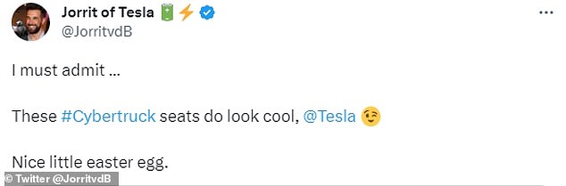 يعتقد بعض المعجبين أن الكرسي الذي يتم اختباره قد يكون أحد مكونات Cybertruck الجديدة