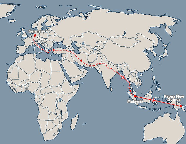 واستغرق السفر من ألمانيا إلى باباو غينيا الجديدة أكثر من شهر في وقت سابق من هذا العام