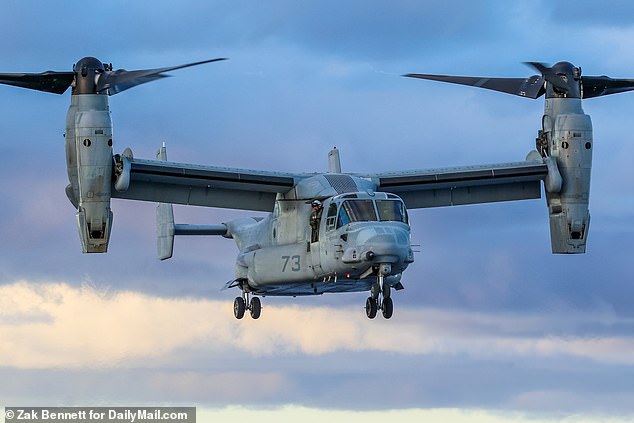 يمكن التعرف بسهولة على الشكل الفريد لـ Osprey.  ويمكنها الإقلاع بشكل عمودي مثل المروحية، قبل أن تميل دواراتها إلى الأمام لتطير مثل طائرة ثابتة الجناحين