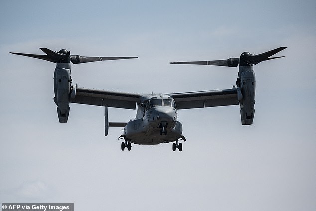 تظهر هنا طائرة Boeing MV-22B Osprey، وقد وقعت ستة حوادث مميتة للطائرة منذ عام 2012