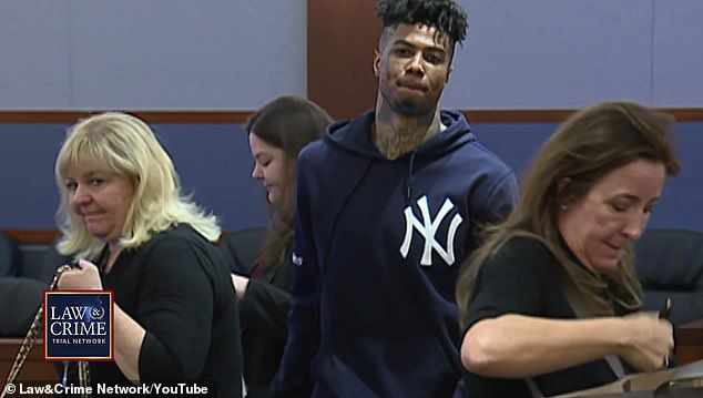 يظهر Blueface أمام المحكمة في أكتوبر 2023 حيث حُكم عليه بالسجن لمدة ثلاث سنوات لتورطه في إطلاق النار