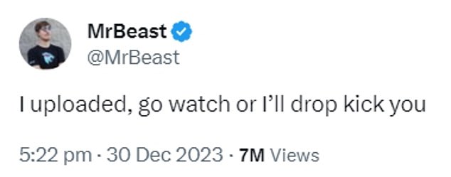 كان Musk يرد على آخر تحميلات MrBeast: لقد قضيت 7 أيام في الحبس الانفرادي عندما اقترح على مستخدمي YouTube التبديل إلى X