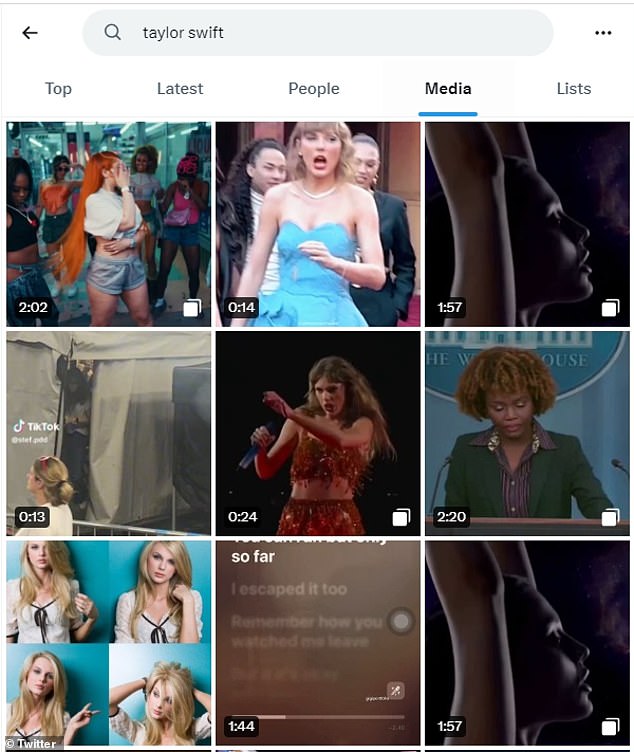 لا تزال عمليات البحث في الوسائط عن Swift تظهر، ولكن هذا هو نفس القسم الذي شوهدت فيه الصور المزيفة لأول مرة