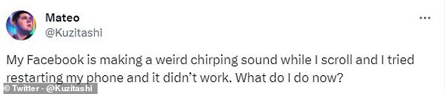 في وقت مبكر من يوم الأحد، أفاد بعض المعلقين على X، تويتر سابقًا، أن تطبيق Facebook الخاص بهم كان يصدر أصواتًا غريبة حتى عندما لم يلمسوا الهاتف