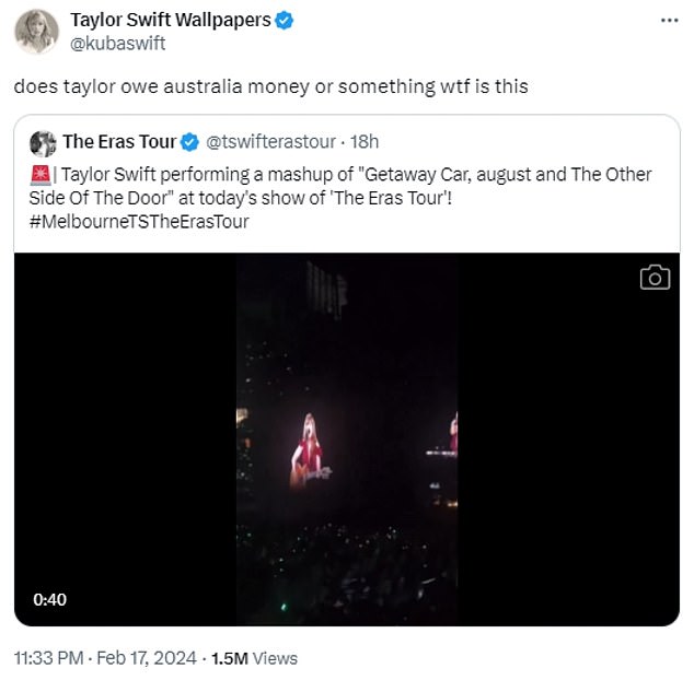 تم تنفيس Swifties الدولية على وسائل التواصل الاجتماعي بعد أن عالجت Swift مشجعي ملبورن بأغنية مفاجئة خاصة إضافية