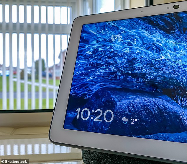 العديد من نماذج السماعات الذكية، مثل Google Hub Next Max (في الصورة) مزودة بكاميرات أمامية ويمكنها حفظ تدفقات الفيديو إلى السحابة