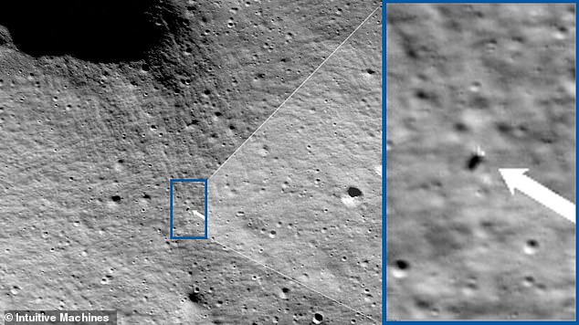 أكدت الصور الجديدة التي التقطتها كاميرا Lunar Reconnaissance Orbiter (LRO) التابعة لناسا أن أوديسيوس هبط على بعد 4921 قدمًا من موقع الهبوط المقصود Malapert A.