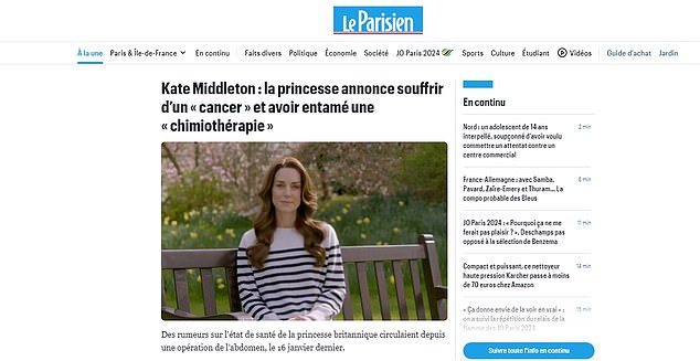 قامت مجلة فرنسية أخرى، Le Parisien، بتحديث القراء عن كاثرين