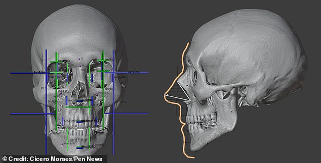 نظرًا لأن الجمجمة كانت تفتقد إلى الفك، كان على مؤلف الدراسة شيشرون مورايس أولاً إعادة بناء الشكل الذي كان سيبدو عليه رقميًا بناءً على البقايا الموجودة.