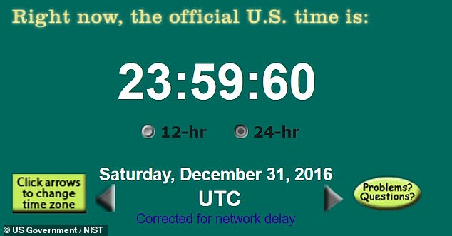 تمت إضافة الثانية الكبيسة آخر مرة في 31 ديسمبر 2016. إليك لقطة شاشة من موقع time.gov مع إضافة الثانية الكبيسة.  يمكنك أن ترى كيف يمكن أن يسبب هذا ارتباكًا لأجهزة الكمبيوتر.  يقترح البروفيسور دنكان أغنيو من جامعة كاليفورنيا في سان دييغو إزالة ثانية في عام 2029 - وبالتالي فإن القراءة النهائية لهذا العام ستكون 23:59:58