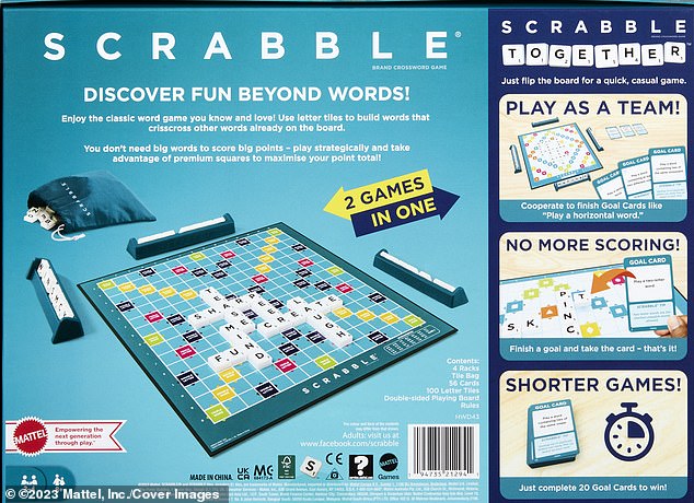 اللعبة الجديدة من مالكيها Mattel تسمى Scrabble Together وستحتوي على جانب ثانٍ 