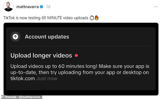 تم رصد الخيار الجديد لأول مرة من قبل مستشار وسائل التواصل الاجتماعي، مات نافارا، الذي نشر لقطة شاشة على موقع Threads