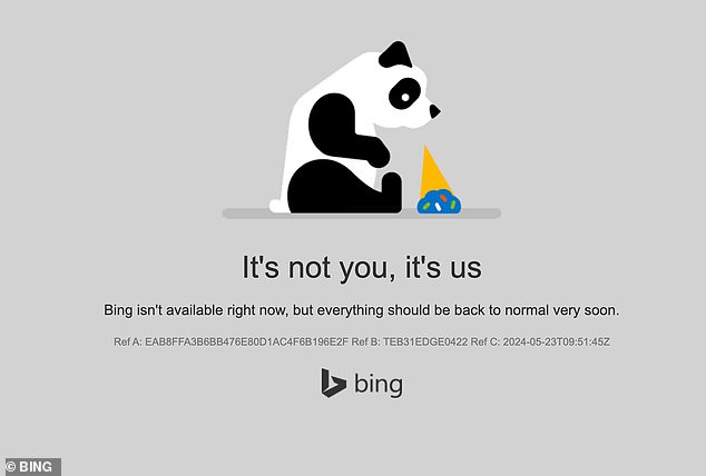 الرسالة التي استقبلت مستخدمي Bing في الساعات الأولى من يوم الخميس