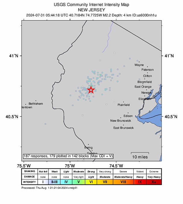 رصدت هيئة المسح الجيولوجي الأمريكية (USGS) هزة أرضية بقوة 2.2 درجة على مقياس ريختر يوم الأربعاء في حوالي الساعة 1:44 صباحًا بالتوقيت الشرقي في كاليفورنيا