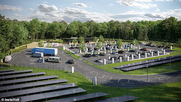 Instavolt Winchester Superhub هو أكبر مركز شحن في المملكة المتحدة في المملكة المتحدة