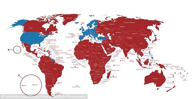 أين يتم تجميد معاشات الدولة؟ سواء تم تجميد معاش الوافد أم لا يعتمد بالكامل على المكان الذي يتحركون فيه (المصدر: كونسورتيوم دولي للمتقاعدين البريطانيين)