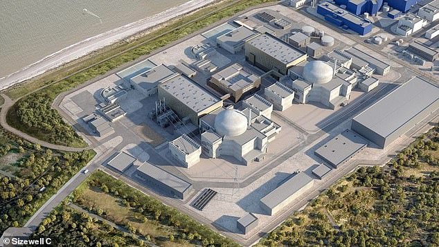 انطباع عن الفنان عن كيفية ظهور محطة Sizewell C للطاقة النووية الجديدة مرة واحدة