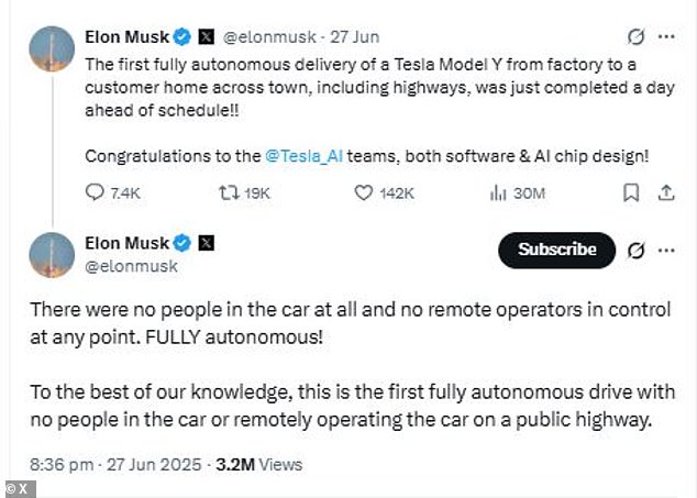 تولى Elon Musk ، الرئيس التنفيذي لشركة Tesla ، X لتهنئة