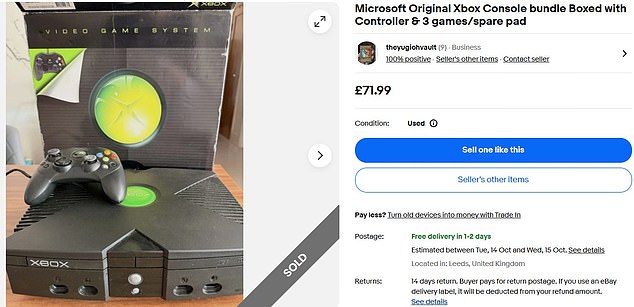 تُظهر قوائم موقع Ebay أن وحدات تحكم Xbox الأصلية تباع بأكثر من ذلك، مع شراء واحدة مؤخرًا مقابل 71.99 جنيهًا إسترلينيًا