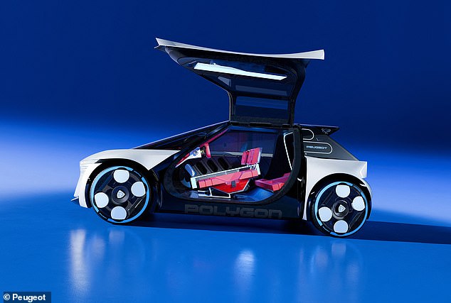 يحتوي طلاء الطلاء الداخلي للسيارة Polygon على مكونات مُعاد تدويرها من إطارات منتهية الصلاحية، كما أن النسيج المطروق المستخدم في أرضية المقصورة وبطانة السقف وألواح الأبواب مصنوع من المقاعد المُعاد تدويرها لمركبات بيجو المفككة.