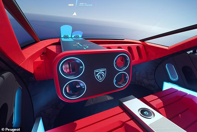 Peugeot's Hypersquare عبارة عن عجلة قيادة مستطيلة ومستقبلية وقابلة للتخصيص. إنه يشبه إلى حد ما جهاز التحكم في ألعاب الفيديو، ويلعب دورًا في شكل ومظهر الخيال العلمي